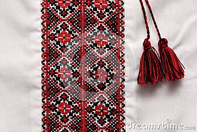 National Ukrainian traditional ornate handicraft shirt with ornamental pattern Stock Photo