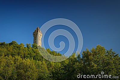 The national Wallace Monument made in 1869 from stone, to commemorate William Wallace displaying his two hand sword Stock Photo