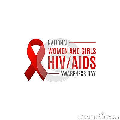 National Women and Girls HIV/AIDS Awareness Day. Red ribbon AIDS cancer awareness symbol. March 10. Vector Illustration