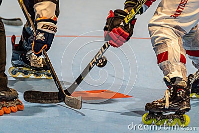 National women's elite league inline hockey game held at the Kamikazes Arena track of the Laura Oter Editorial Stock Photo