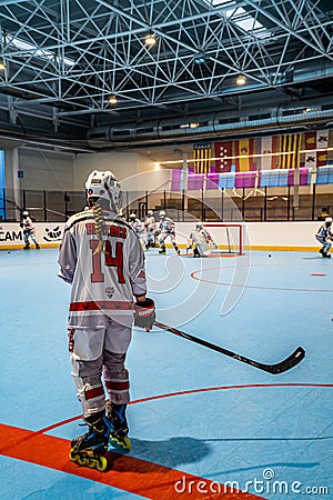 National women's elite league inline hockey game held at the Kamikazes Arena track of the Laura Oter Editorial Stock Photo