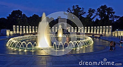 National World War II Memorial at Night Editorial Stock Photo