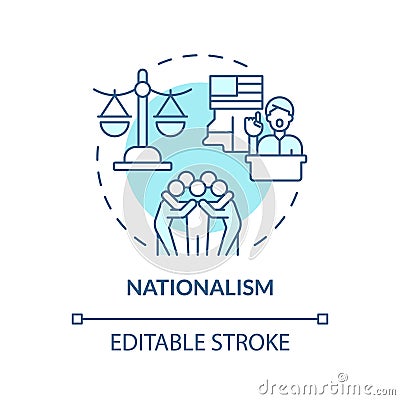 Nationalism political movement soft blue concept icon Vector Illustration