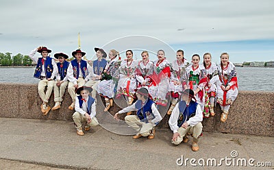 The Nationalities Ball participants: Polish folk dance ensemble `Gaik`. Editorial Stock Photo
