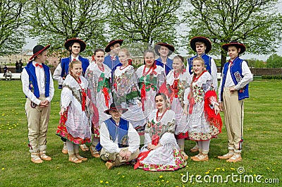 The Nationalities Ball participants: Polish folk dance ensemble `Gaik`. Editorial Stock Photo