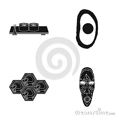 Nationality, restaurant, beekeeping and other web icon in black style.mask, Africa, Carnival icons in set collection. Vector Illustration