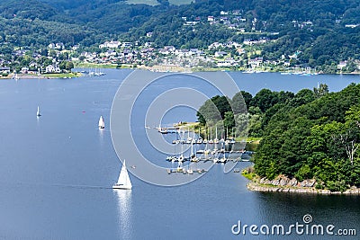 Nationalpark Eifel Achen in Germany - View on the lake at Rurtalsperre Schwammenauel Editorial Stock Photo