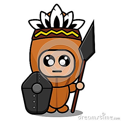 The native Almond Headdress mascot costume Vector Illustration