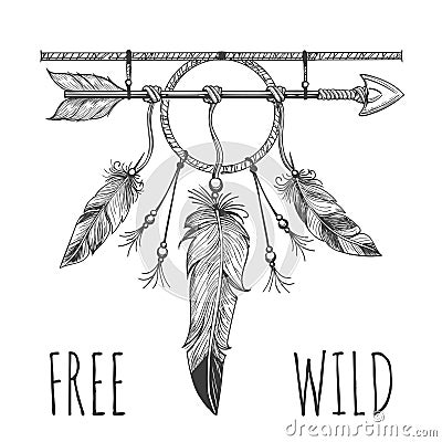 Native american accessory with arrow Vector Illustration