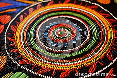 native american beadwork art on leather fabric Stock Photo