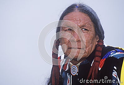 A Native American Cherokee elder at an Intertribal Powwow, Ojai, CA Editorial Stock Photo