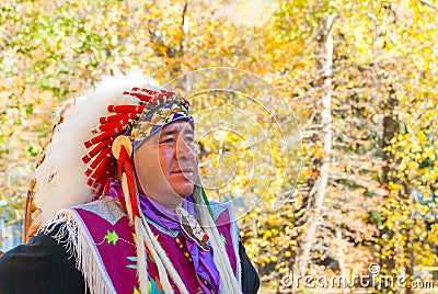 Native American Cherokee in Smoky Mountains at Fall IV Editorial Stock Photo