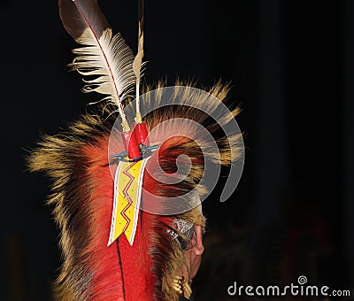 Native American Feathered Headdress at Powwow Stock Photo