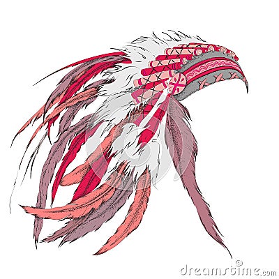 Native American feathered headdress. Vector illustration Vector Illustration