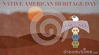 Native American Heritage Day Landscape Illustration Stock Photo