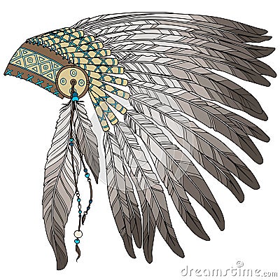 Native American Indian chief headress Vector Illustration