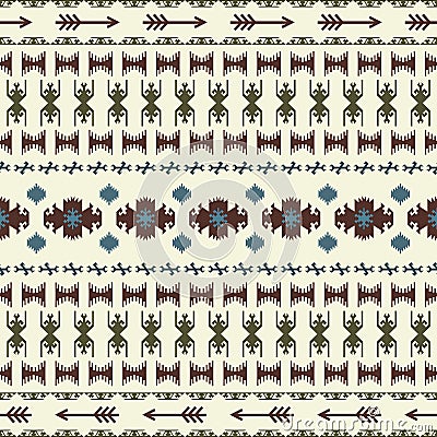 Native American Indian seamless pattern ethnic traditional geometric art with retro vintage design elements and arrows Aztec Inca Vector Illustration