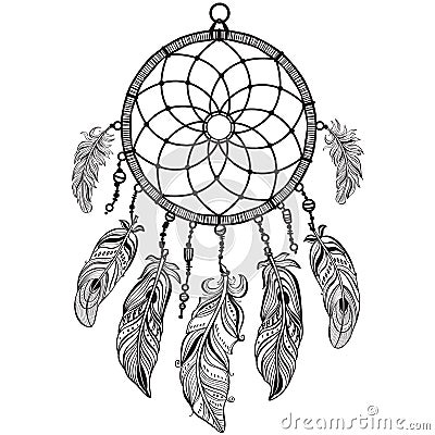 Native American Indian talisman dreamcatcher Vector Illustration