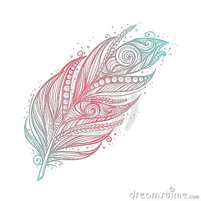 Native American Indian talisman. Vector tribal feathers. Vector Illustration
