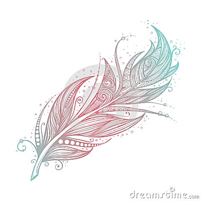 Native American Indian talisman. Vector tribal feathers. Vector Illustration