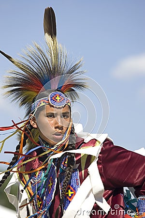 Native American man in full dress. Editorial Stock Photo