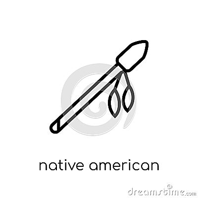 native american spear icon. Trendy modern flat linear vector nat Vector Illustration