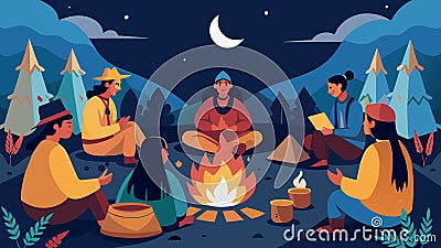 Native American Storytelling Sit down at the campfire and listen to traditional stories and legends from various Native Vector Illustration