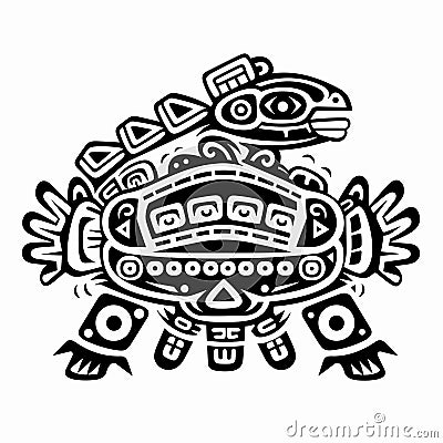 Native American symbols, Aztec, Maya, Inca. figurines of Native American tribes icons tattoo Vector Vector Illustration