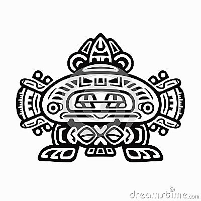 Native American symbols, Aztec, Maya, Inca. figurines of Native American tribes icons tattoo Vector Vector Illustration