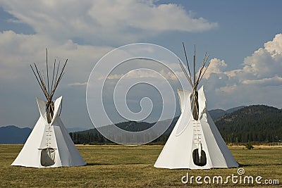 Native American Teepee Village Stock Photo