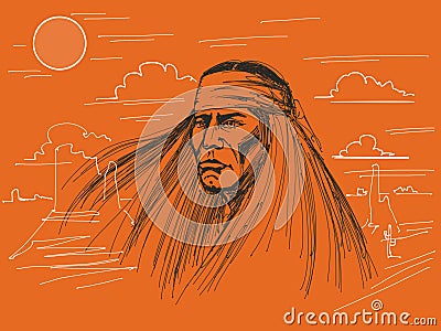 Native american whit eagle Stock Photo