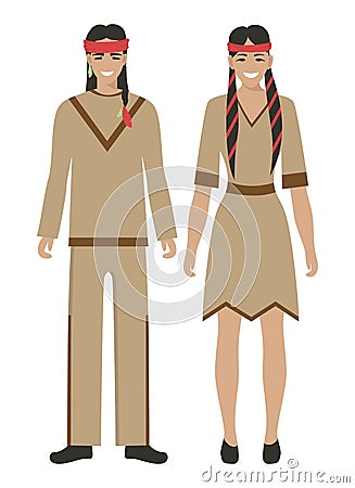 Native americans couple. Vector Illustration