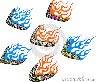 Native Australian Boomerangs with Flames Vector Illustration