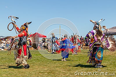 Native Dancers Powwow at the Malibu Bluffs Park in Malibu, California. Editorial Stock Photo