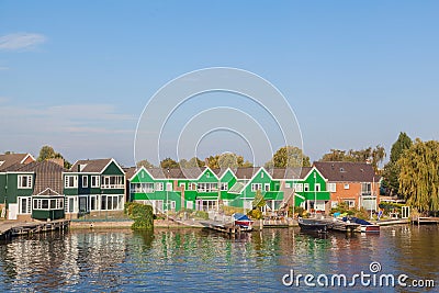 Native dutch colourful house in Zaaneschans, The Netherlands Stock Photo