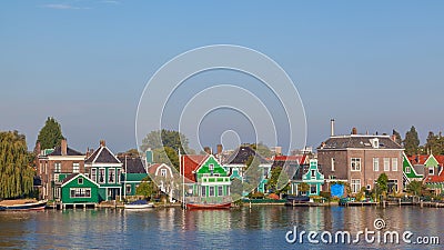 Native dutch colourful house in Zaaneschans, The Netherlands Stock Photo