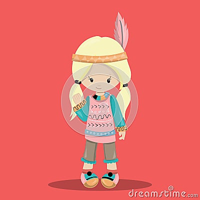 NATIVE GIRL YELLOW 01 Vector Illustration