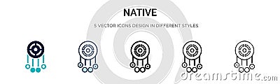 Native icon in filled, thin line, outline and stroke style. Vector illustration of two colored and black native vector icons Vector Illustration