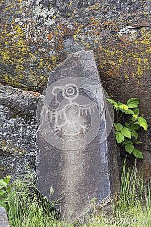 Native Indian Thunderbird Petroglyph Stock Photo