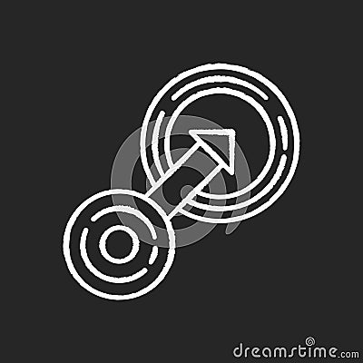 Native integration chalk white icon on black background. Targeting in business strategy. Arrow go in circle. Marketing Vector Illustration