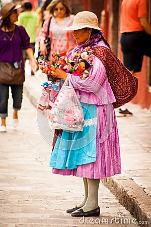 Native traditional vendors at san miguel Editorial Stock Photo