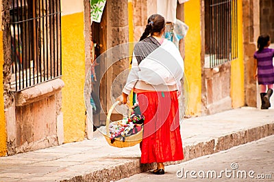 Native traditional vendors at san miguel Editorial Stock Photo