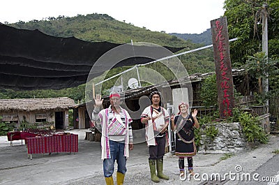 Natives in Taitung saying farewell to tourists Editorial Stock Photo