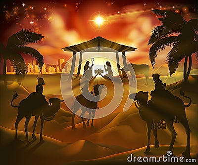 Nativity Christmas Scene Vector Illustration