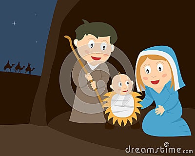 Nativity Scene stock vector. Illustration of cartoon - 35344825