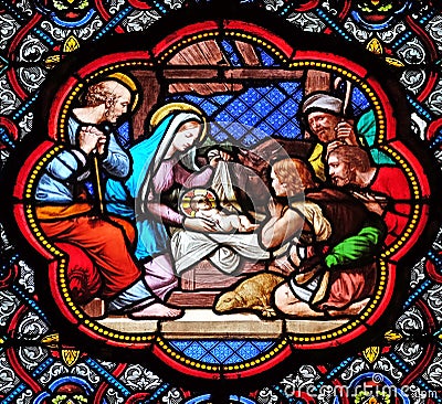 Nativity Scene, Adoration of the Shepherds Editorial Stock Photo