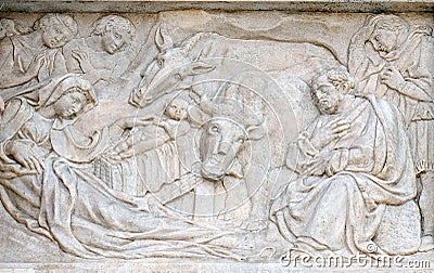 Nativity Scene, Adoration of the Shepherds Stock Photo