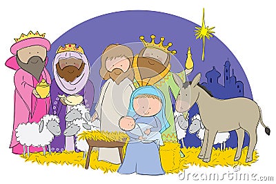 Nativity Scene Vector Illustration