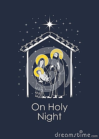 Nativity scene. Holy Family and Christmas star Vector Illustration