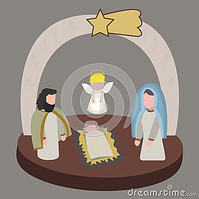 Nativity scene in isometric style in vector illustration Cartoon Illustration